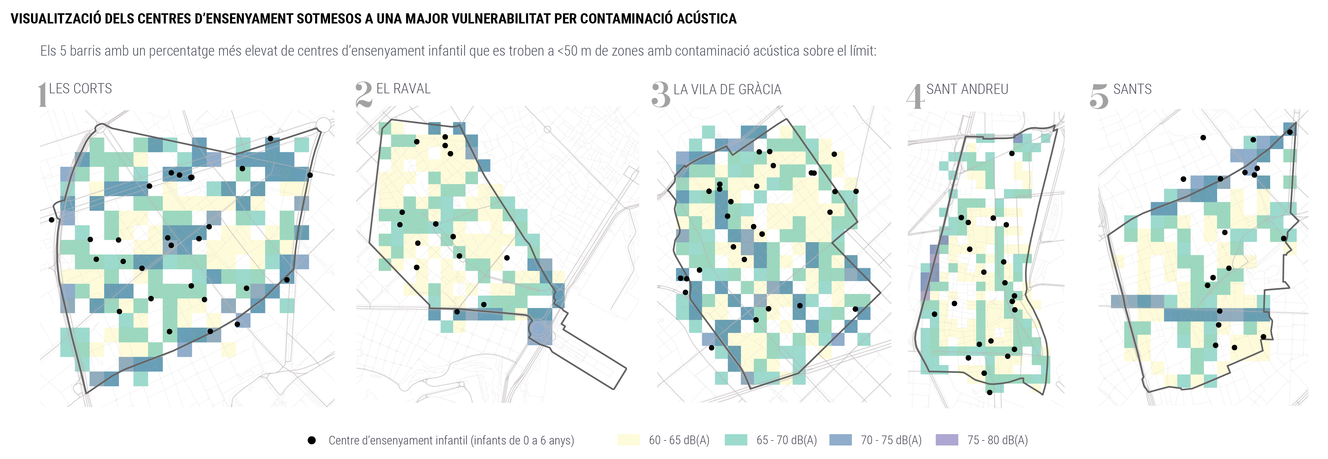 A Barcelona hi ha centres d’ensenyament en zones on la contaminació acústica diürna és gairebé nociva / ICM-CSIC