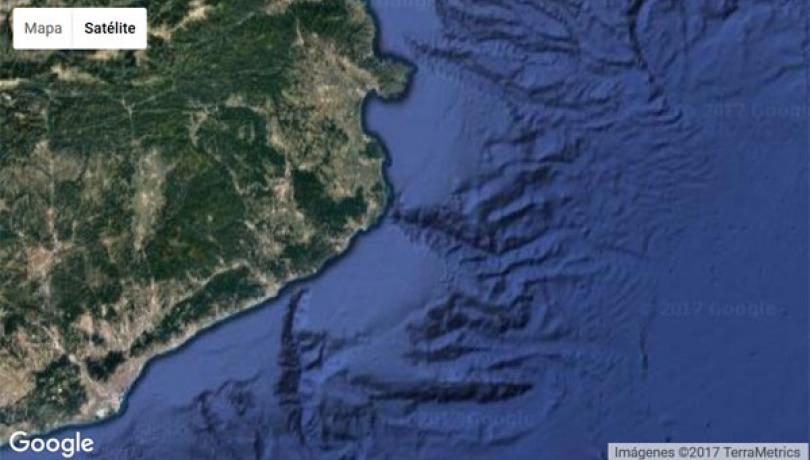 Mapa donde se puede apreciar el relieve de los cañones submarinos (Google maps/ Observadores del Mar)