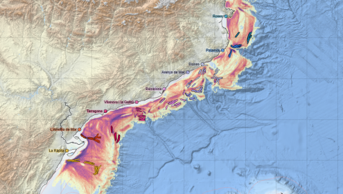 El mapa representa el esfuerzo de arrastre frente a la costa catalana / ICATMAR.