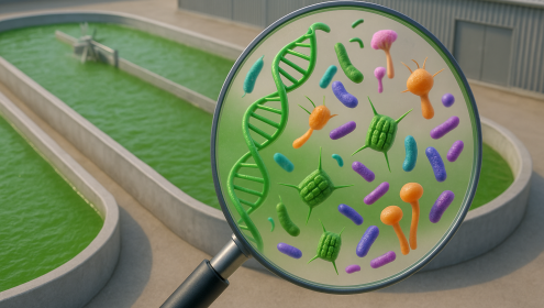 La investigación pone sobre la mesa la complejidad del funcionamiento del microbioma en cultivos de microalgas / Imagen generada con IA.