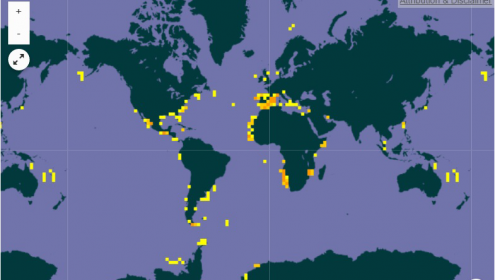 Mapa de datos biogeoreferenciados de las CBR en GBIF