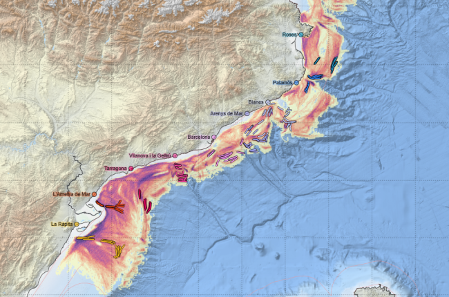 El mapa respresenta l'esforç d'arrossegament davant la costa catalana / ICATMAR.